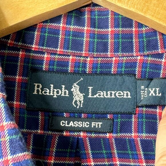 Ralph Lauren Classic Fit Shirt Mens XL Plaid Long Sleeve Cotton Oxford Preppy - Picture 7 of 13